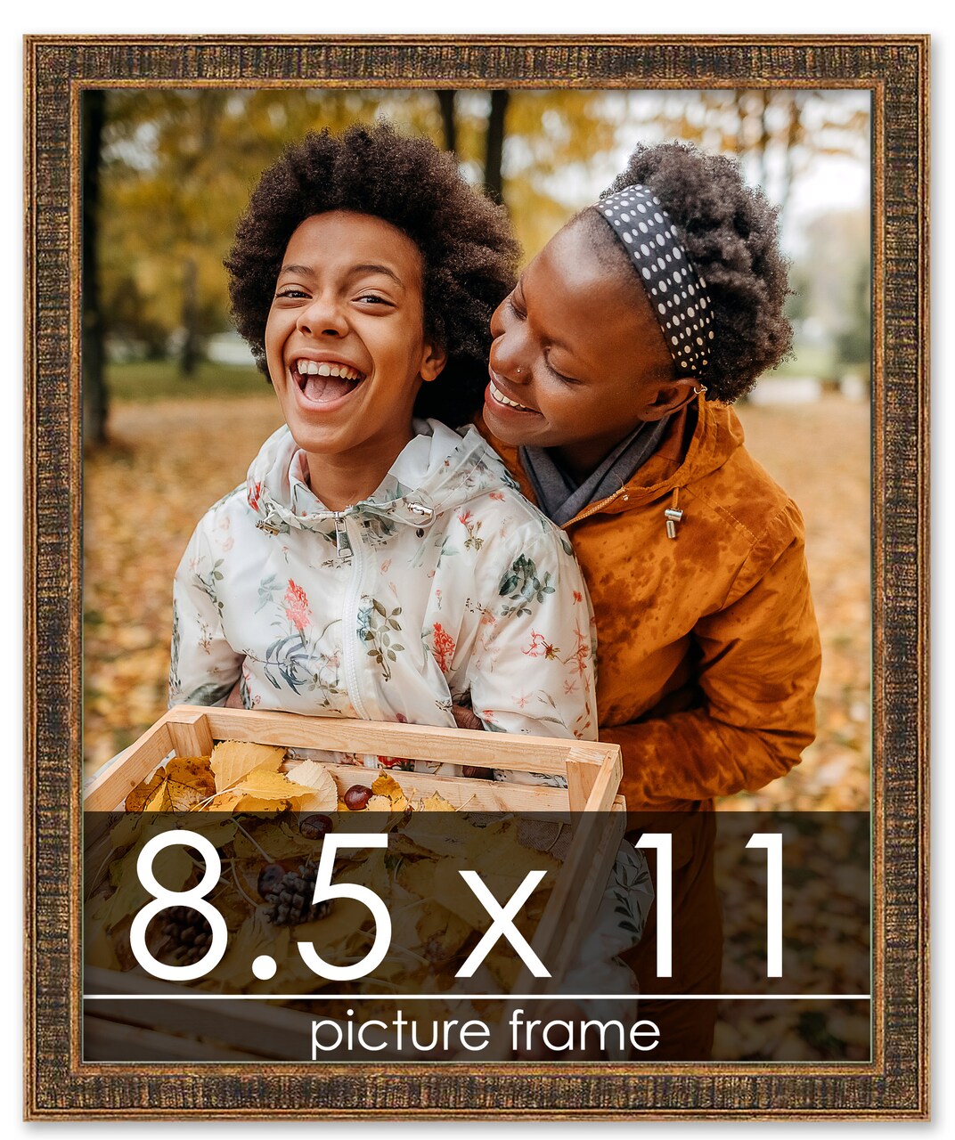 Photo Size Textured Gold Picture Frame - UV Acrylic, Foam Board Backing, Hanging Hardware